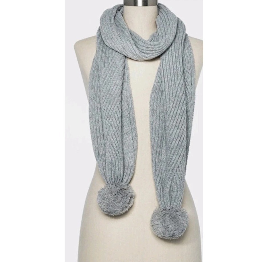 Scarf Target A New Day Ribbed Pom Womens Scarf Gray